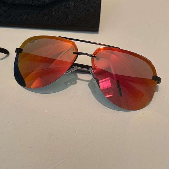 Tinted Jawns Unisex Aviator Sunglasses Polarized Orange Full Inclusion - Picture 2 of 8